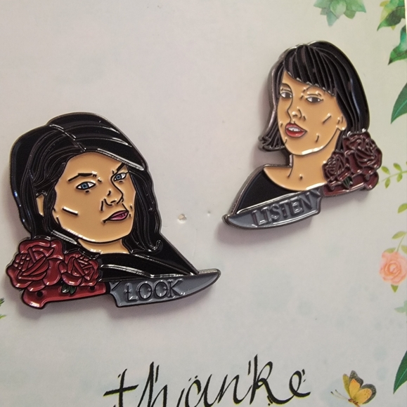 MFM My Favorite Murder Podcast Hosts Karen & Georgia True Crime Enamel Pin Set - Picture 5 of 6